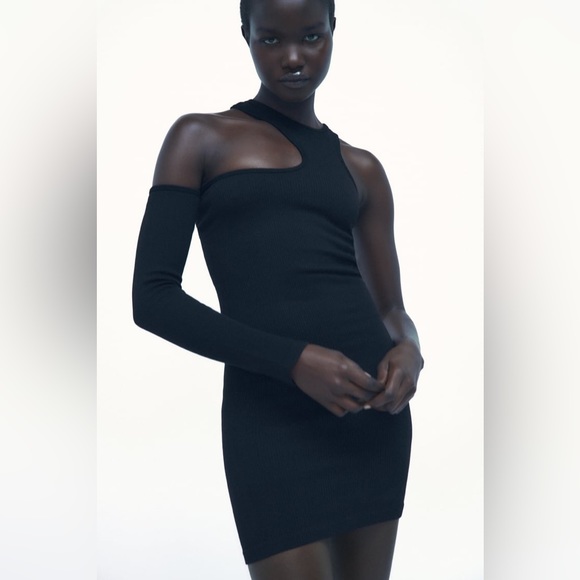 ZARA One Sleeve Seamless Mini Dress - Picture 2 of 10